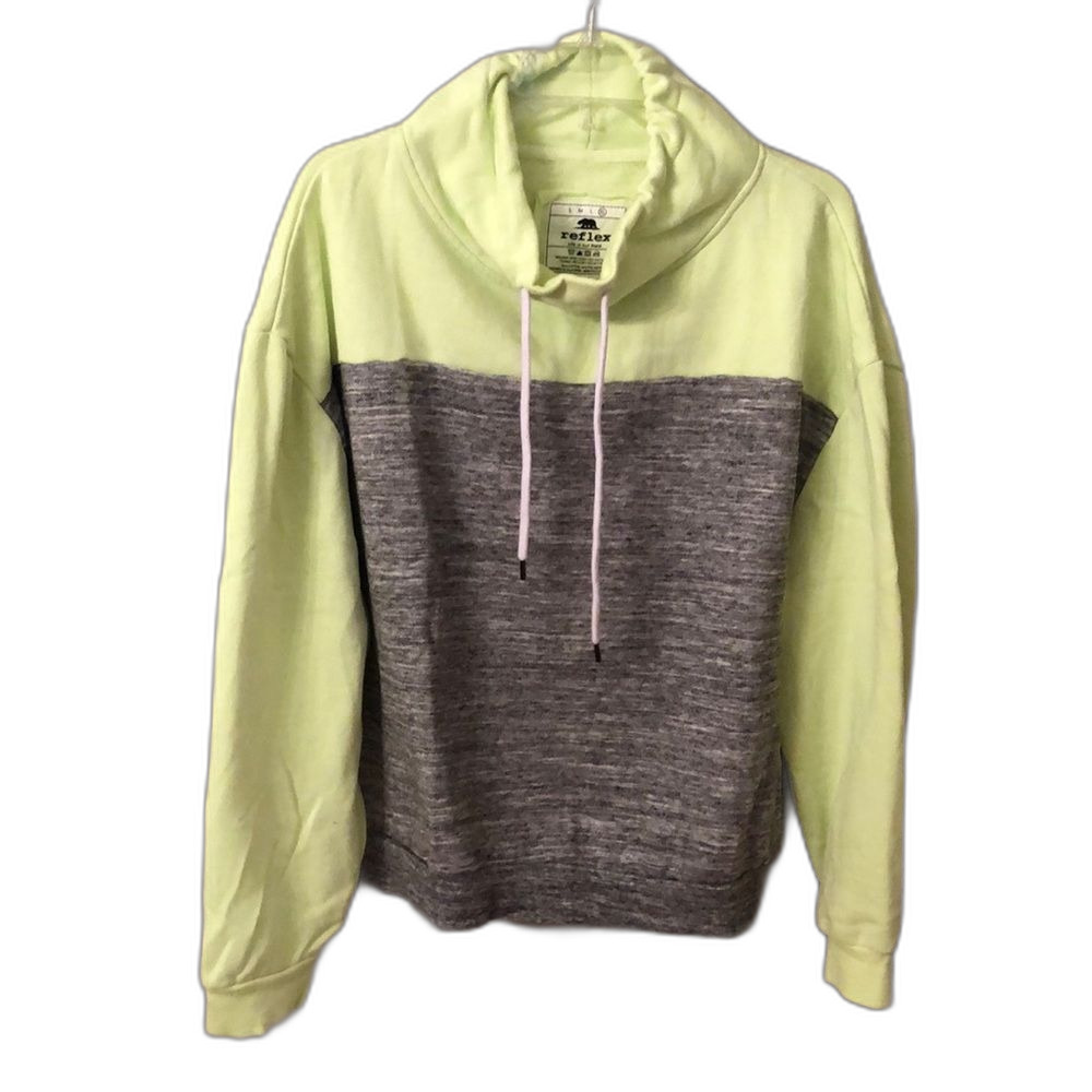 REFLEX XL SUPER SOFT MOCK NECK LONG SLEEVE HEATHER GREY CHARTREUSE SWEATSHIRT